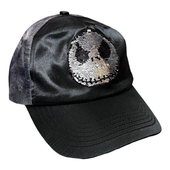 DISNEY PARKS FLIP SILVER SEQUIN NIGHTMARE BEFORE‎ CHRISTMAS JACK SKELLINGTON CAP - Picture 3 of 8